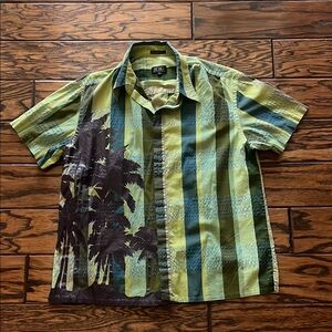 BCBG Vintage Green Striped Men's Shirt